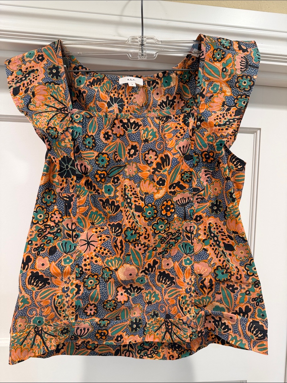 A.L.C. Portia  Floral Ruffle-Sleeve Top Size 6